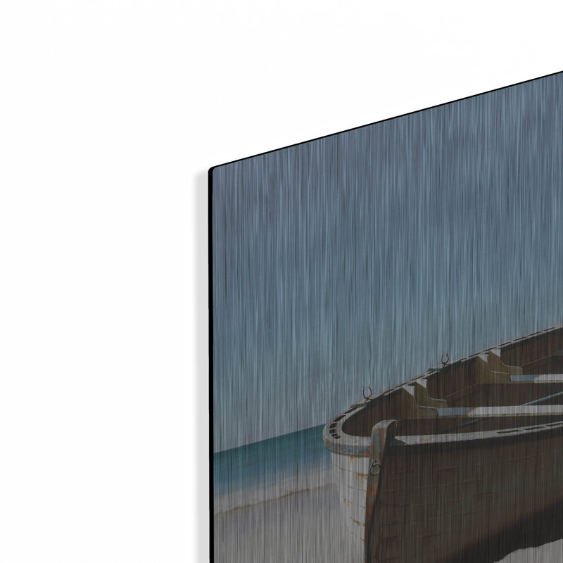 Luxe métal Art «Lonely Boat On Beach» par Zhen-Huan «Lonely Boat On Beach» par Zhen-Huan Lu, H 12 po x l 16 po