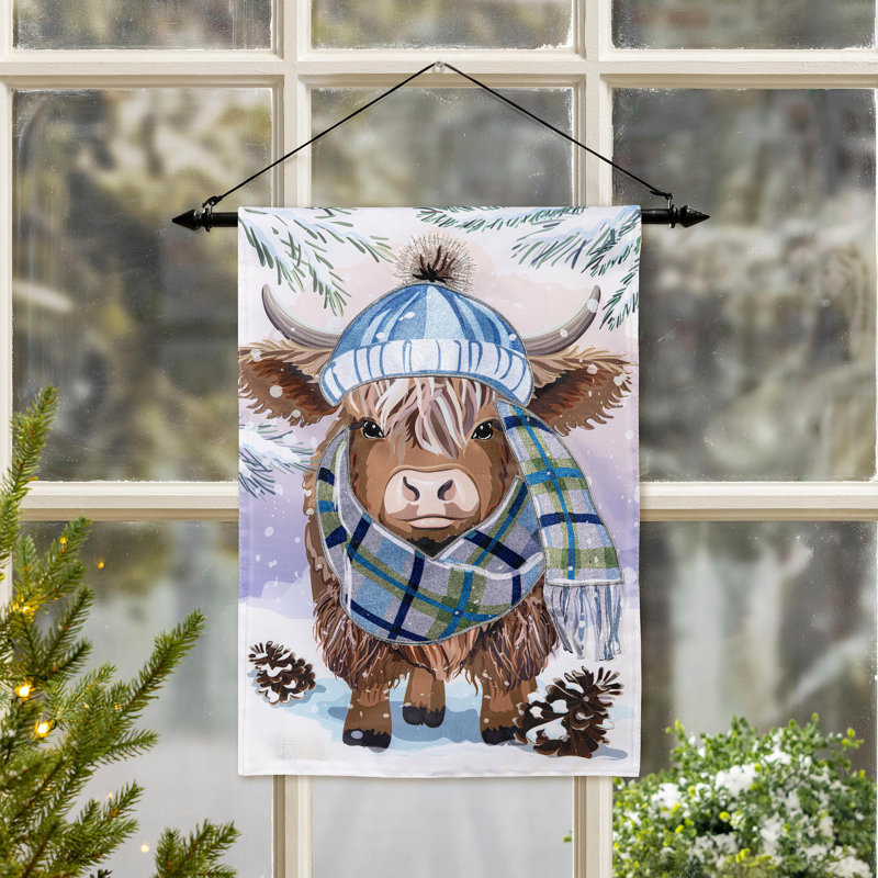 Drapeau d'hiver Winter Highland Cow