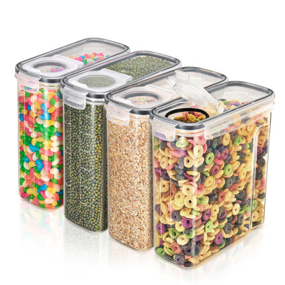Airtight Food Storage Dispenser Containers BPA Free, 4-Pack 4 Liters (16.9 cups) 