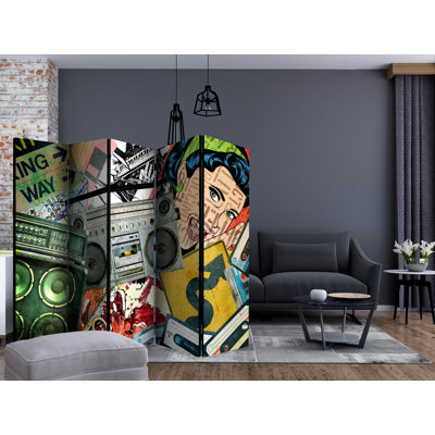 Derr 225cm W x 172cm H 5 - Panel Solid Wood Folding Room Divider