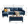 102.4" Wide Sofa with Storage Ottoman and Long Bench with Coffee Table