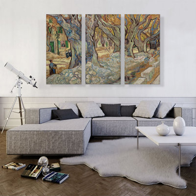 " Large Plane Trees 1889 " by Vincent Van Gogh 3 - Pieces Painting Print