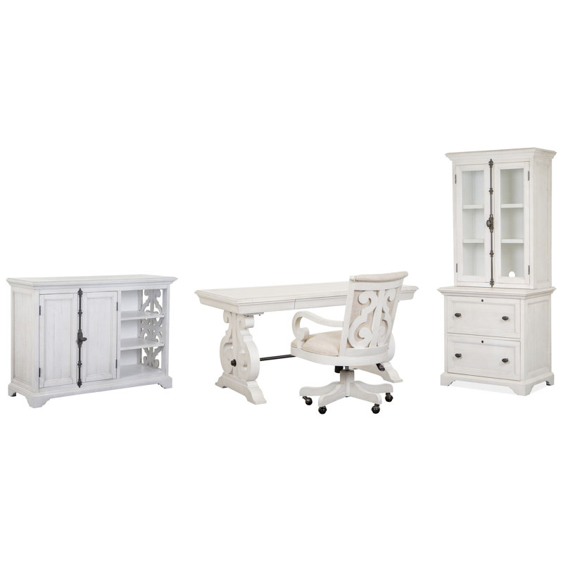 Writing Desk With Chair File Cabinet Hutch And Printer Stand, 4 Pcs:Desk, Chair, Filing Hutch, Storage Cabinets