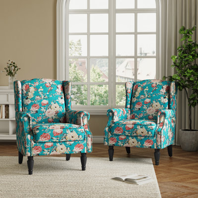 Duward Upholstered Wingback Accent Chair with Nailhead Trim