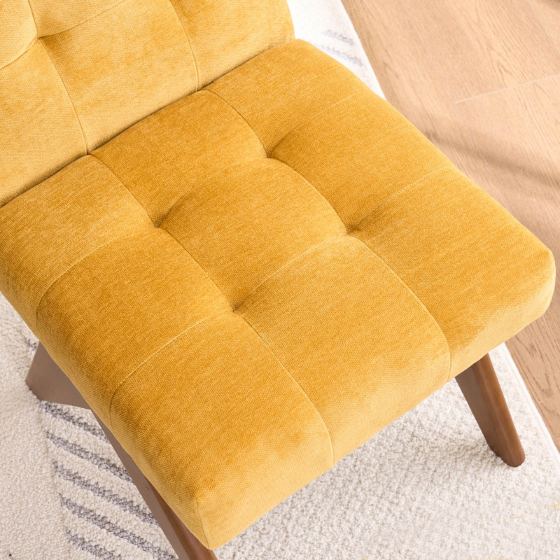Chaise d'appoint rembourrée Nieck, Jaune, 4