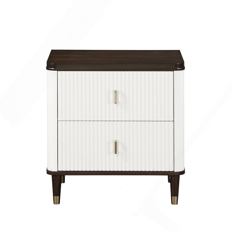 Carena White & Walnut Finish Night Stand W/USB