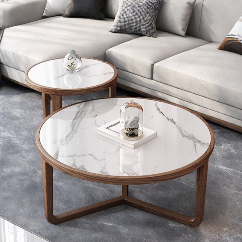 Ensemble de tables basses Design Sense Rock Plate, Blanc