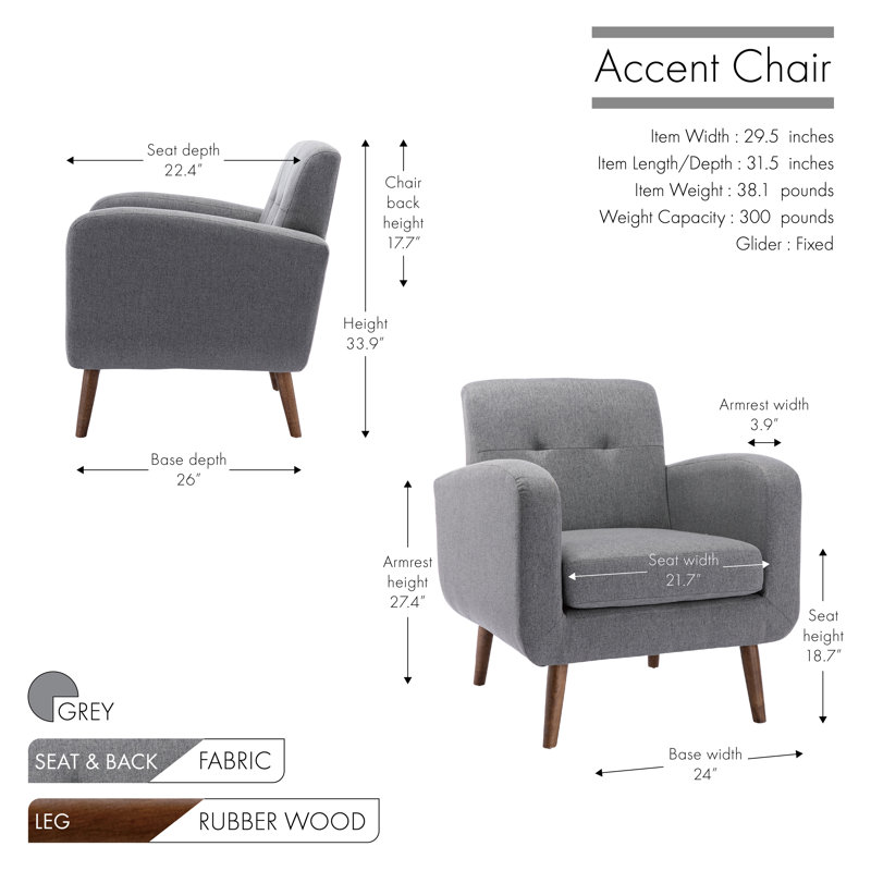 Genecis Upholstered Armchair, Gray