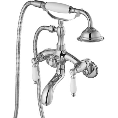 Antique Tub Filler Bathtub Faucet Wall Mounted Brass Bathroom Hand Shower Faucet
