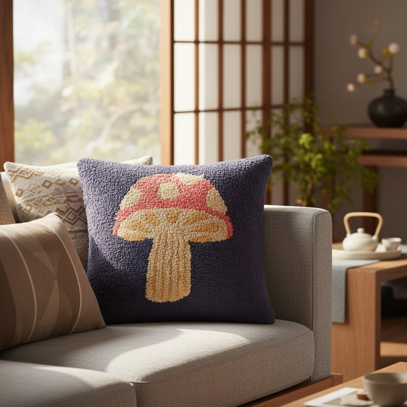 Mushrooms Throw Pillow 16" x 16"