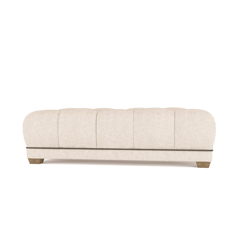 Hudson Ottoman, Plush Velvet Oyster, Weathered
