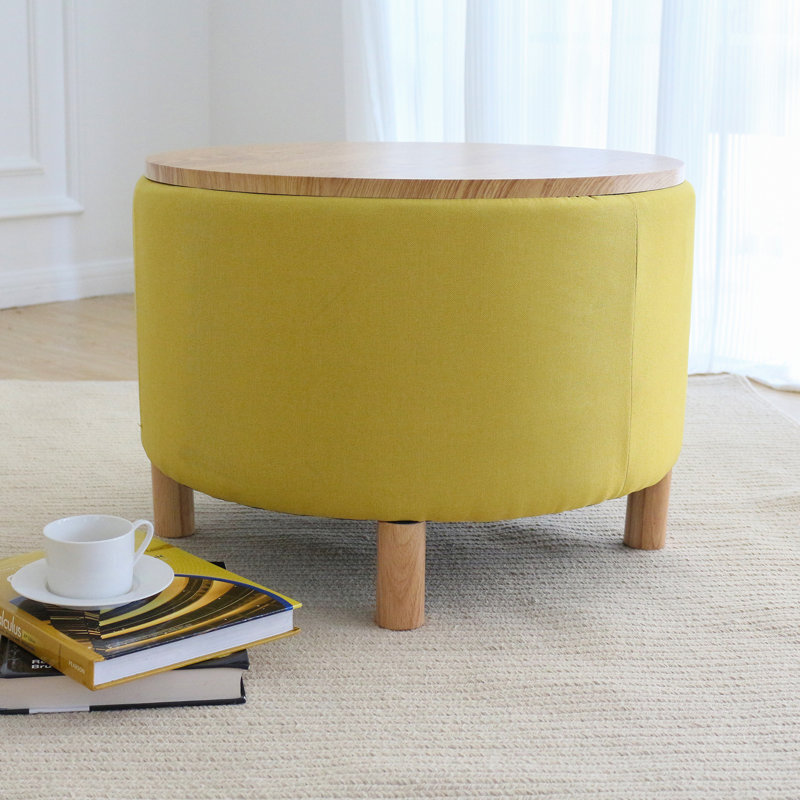 Sauget Solid Wood Single Coffee Table, Yellow