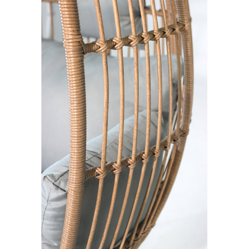 Chaise d'extérieur en osier avec repose-pieds, Gris