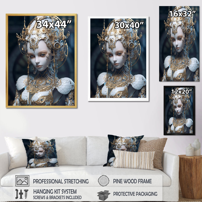 Adversaire robotique féminin III, Cadre photo noir, H 20 po x l 12 po x P 1 po