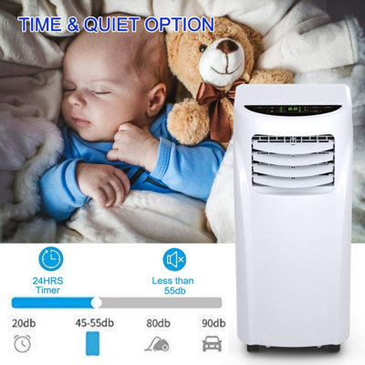 Climatiseur portatif 8 000 BTU, climatiseur 3-en-1 avec déshumidificateur et mode ventilateur, mode veille silencieux pour les pièces jusqu'à 230 pieds carrés, climatiseur compact roulant pour la chambre à coucher et le dortoir