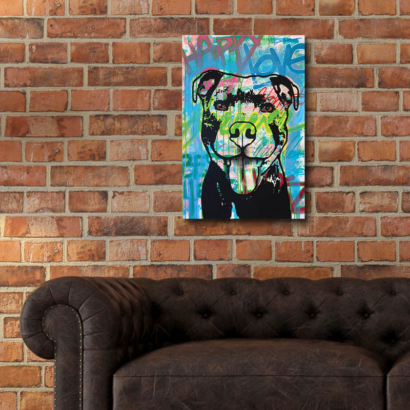 «Happy Love Pitbull» par Dean Russo, H 24 po x l 16 po x P 0,2 po