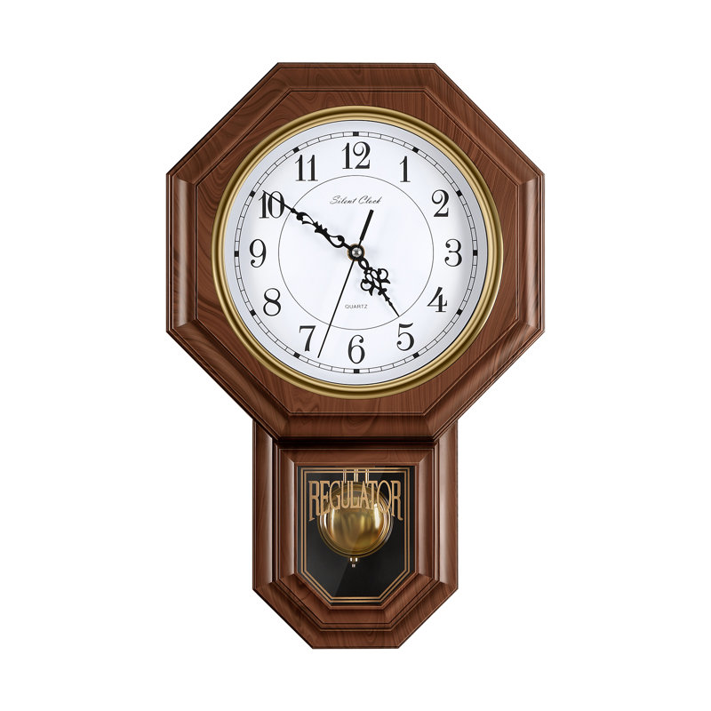 Horloge murale rétro à quartz brun