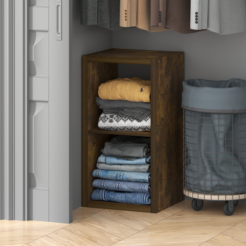 Furinno CUBIC Closet Organizers and Storage, 2-Cube Closet Organizer, Open Shelf Closet Storage, Extra Thick Frame for Wardrobe, Bedroom, Living Room, Amber Pine