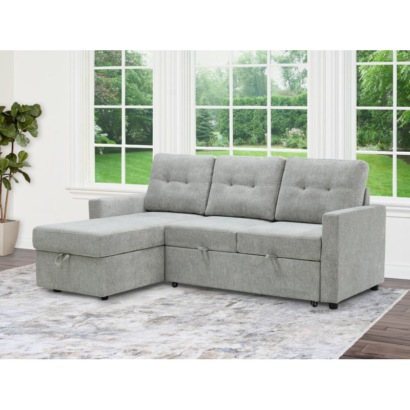 Kylie Upholstered L-Shaped Sectional Left Hand Facing, Gray Polyester