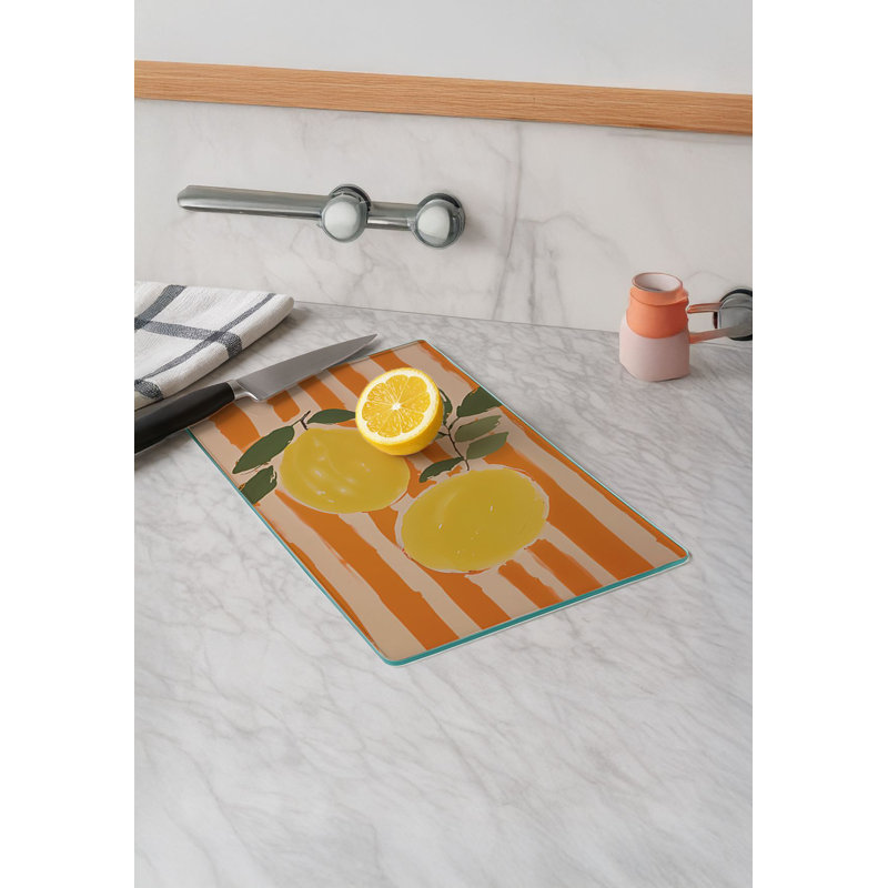 Durable Tempered Glass Cutting Board, 7.9 x 11.8 inches | 100% Antibacterial, Non-Slip Silicone Feet | Easy Clean Surface, Perfect for Food Prep & Kitchen Use, Not Dishwasher, Microwave, or Oven Safe