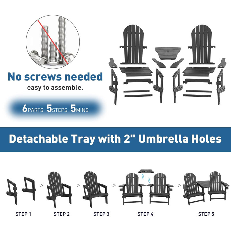 Ensemble de chaises d'extérieur Adirondack (ensemble de 2)