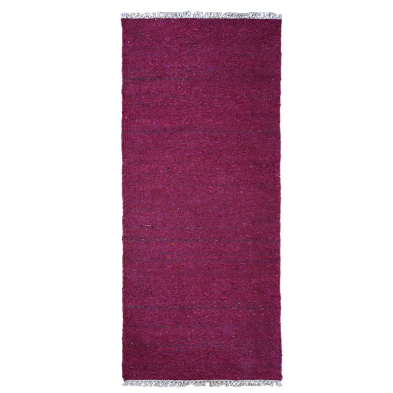 Hand Woven Solid Pink Cotton & Polyester Runner Indoor Area Rug, Runner 2'6" x 8'