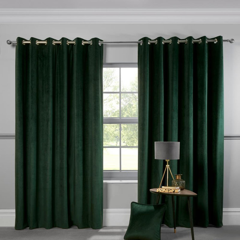 Baford Room Darkening Curtain Pair, Green, 168 W x 229 D cm