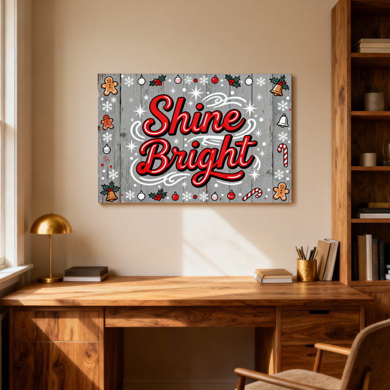 Christmas Shine, impression de motif de Noël lumineux avec ornements, H 20 po x l 30 po
