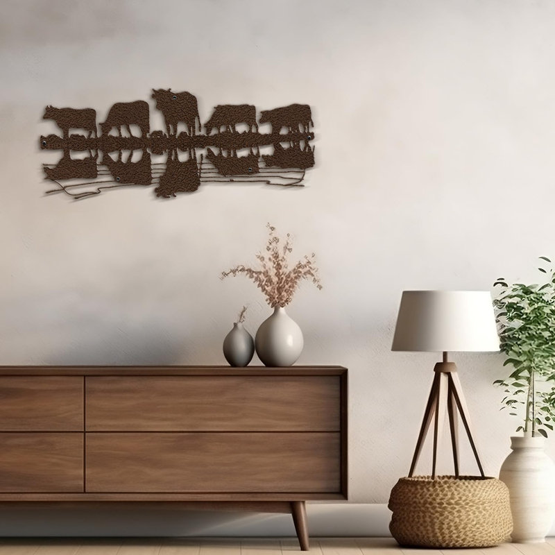 Wall Decor Metal, 12" H x 36" W x 0.05" D, Bronze
