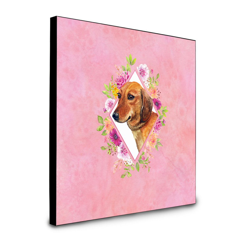 Panneau mural Dollman Flowers, Rose, Teckel brun clair
