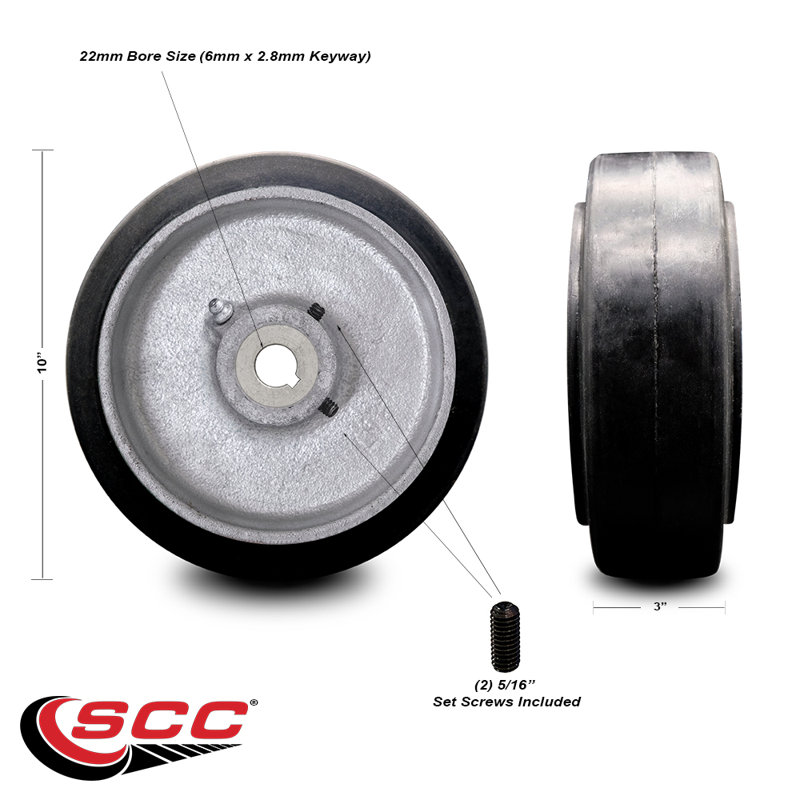 Rubber Tread on Cast Iron Caster