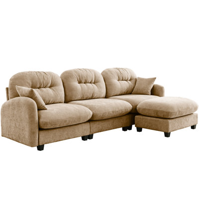 Modular Sectional L Shaped Couch With , Ergonomic Design, Chenille Fabric, Cushion , Camel For Reading Nooks And Living Rooms Color Bedrooms