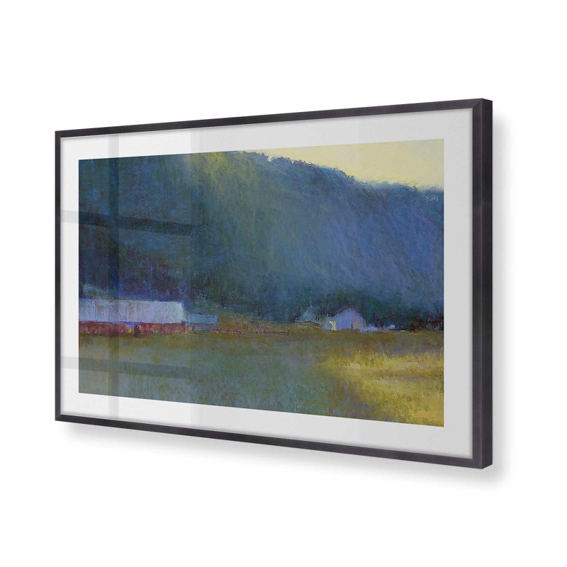 «Riverside Journey», impression encadrée sur papier par Carol Strock Wasson, Zinc patiné, H 25,25 po x l 37,25 po x P 1,25 po