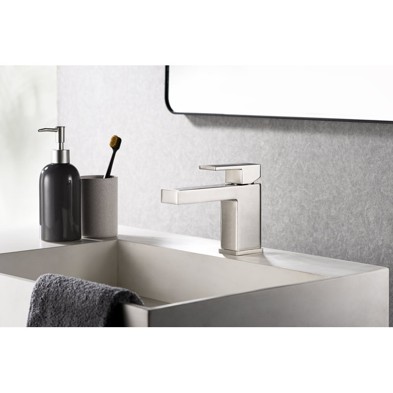 Robinet de lavabo de salle de bain monocommande à fixation sur le comptoir - Nickel brossé Rift Collection, Nickel brossé