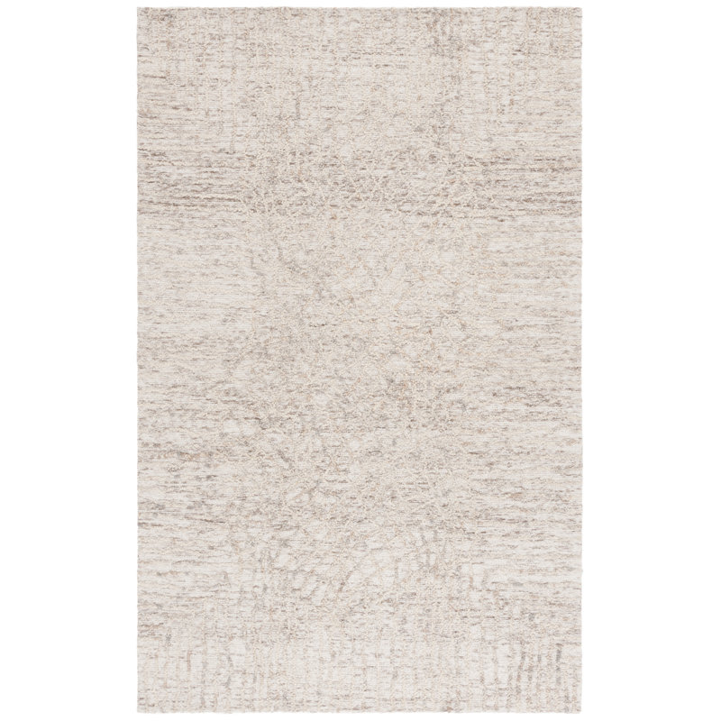 Tapis beige / gris en laine / coton touffeté à la main Mariom 534, Rectangle 6 pi x 9 pi