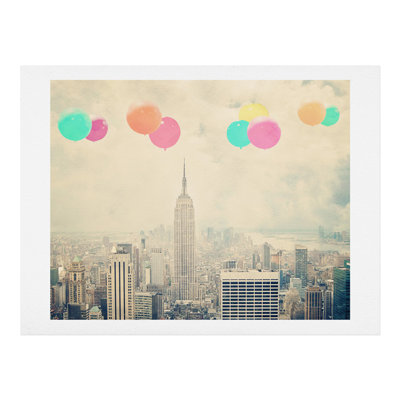 Photographie, ballons au-dessus de la ville, impression sur bois
