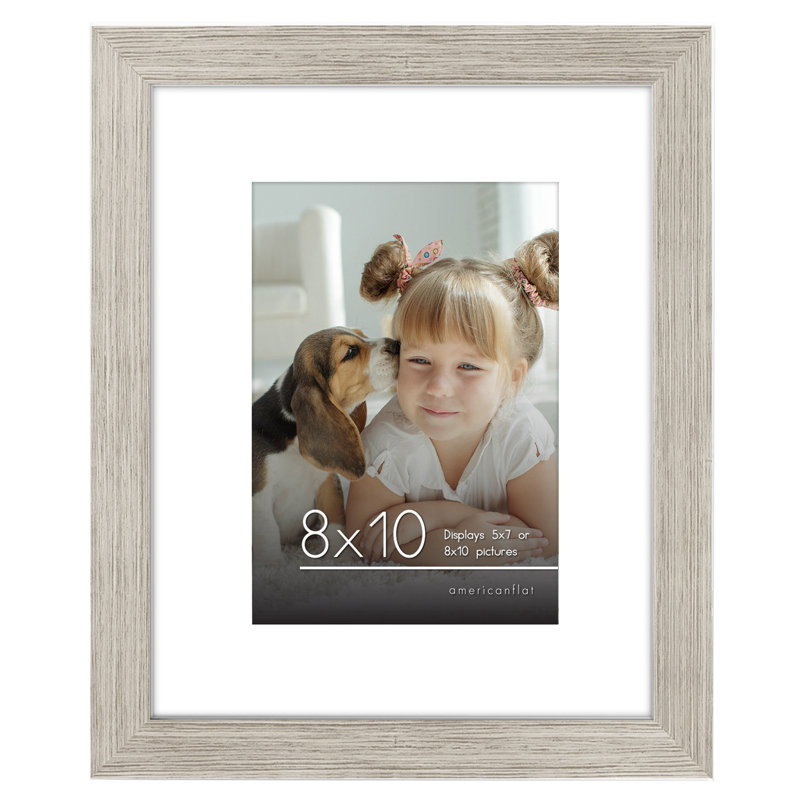 Cadre photo avec passe-partout Damaine - Bois d'ingénierie et verre incassable, Noyer, 8 po x 10 po