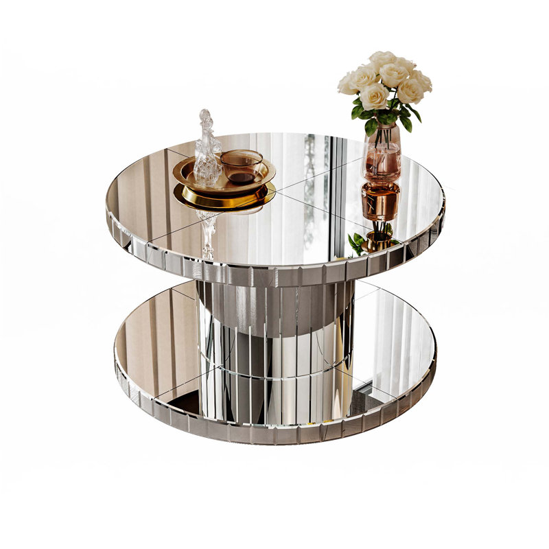 Double-Tier Round Mirror Coffee Table