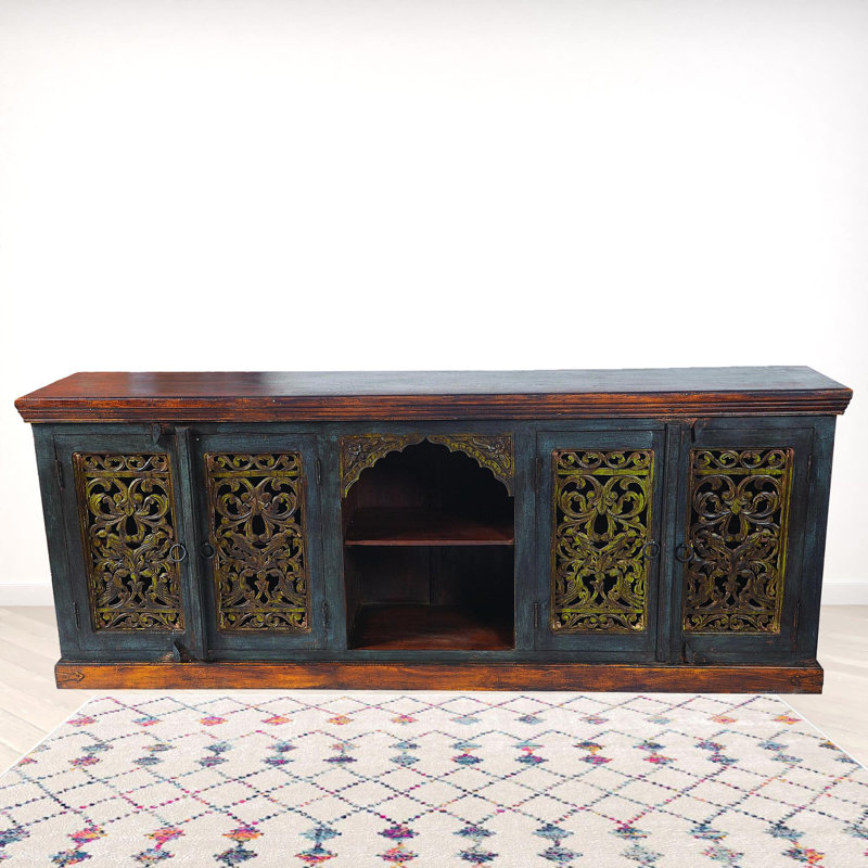 Table buffet 91 po avec deux portes brun gris et vert