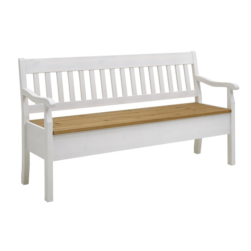 Boston Upholstered Bench, Stained and varnished white/Brown