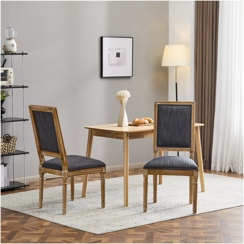 Ensemble de 2 chaises de salle à manger French Country - Dossier élégant en canne et sièges rembourrés avec pieds cannelés - Finition rustique patinée - Structure en bois d'hévéa - Chaises de cuisine et de salle à manger d'inspiration rétro