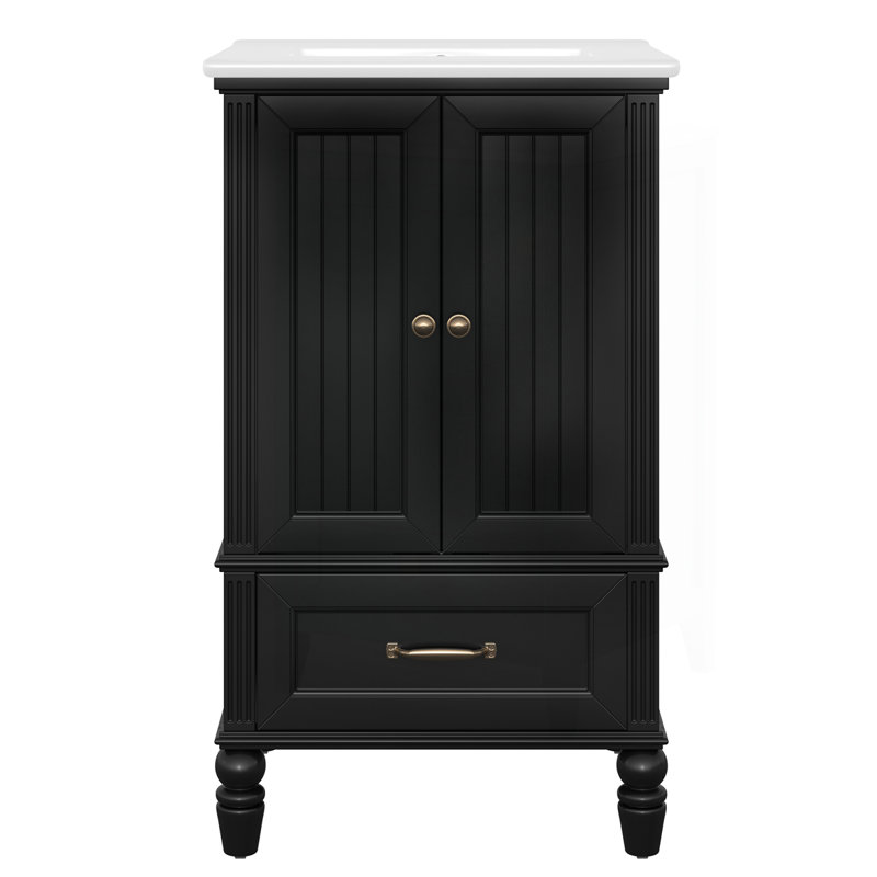 Meuble-lavabo de 20 po avec lavabo, Noir