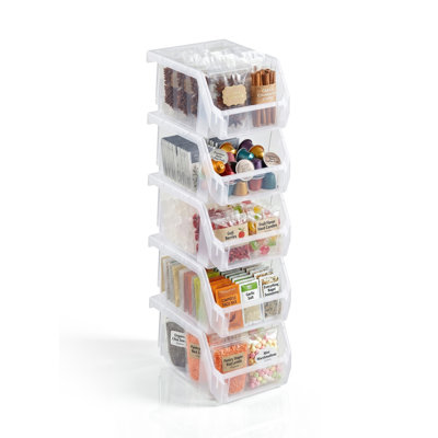 Sorbus 5 Pack Extra Small Open Front Stackable Kitchen Storage Bin – Pantry & Cabinet Organizer