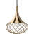1-Light Integrated LED Indoor Antique Gold Hanging Mini Pendant with White Acrylic Lens and Oval Caged Wire Sphere-1953848230