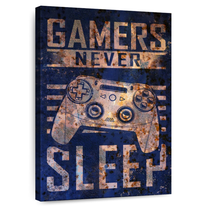 Senne Gamers Never Sleep Typography, 12" H x 8" W