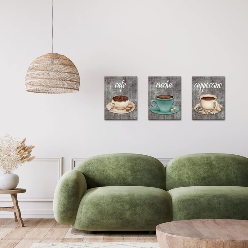 Paquet de 3, art mural rétro sur toile, art mural 12 x 16 pouces pour bistro