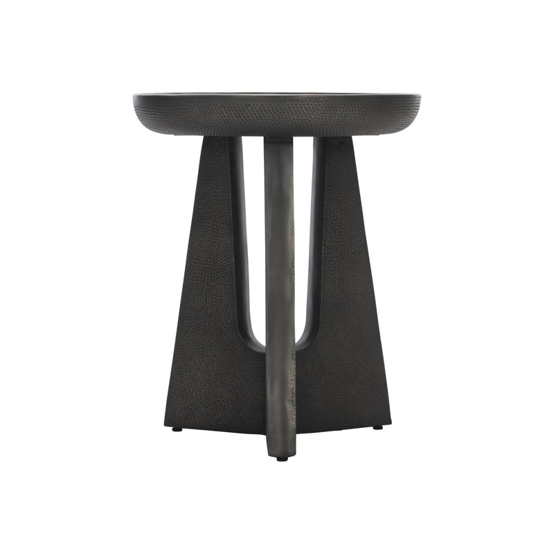 Black Round Metal Transitional End Table