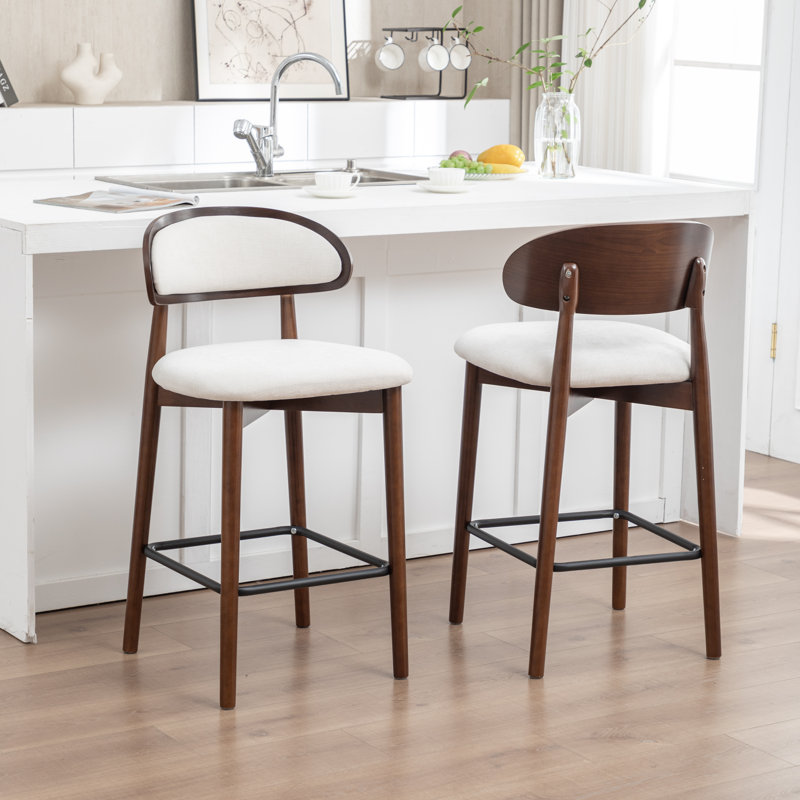 Tabouret de comptoir en bois massif, Beige