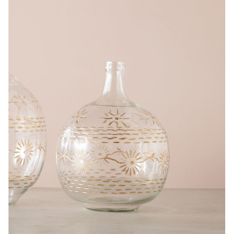 Glass Decorative Bottle, 9.5" H x 12" W x 12" D