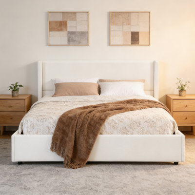 Louie Elegant Upholstered Bed With Tall Headboard